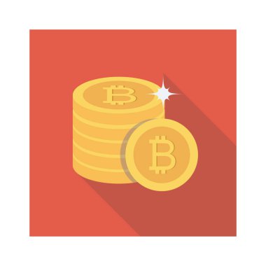 Bitcoin düz simgesi, vektör, illüstrasyon.  