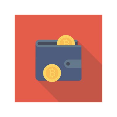 Bitcoin düz ikonu, vektör, illüstrasyon. cüzdan 