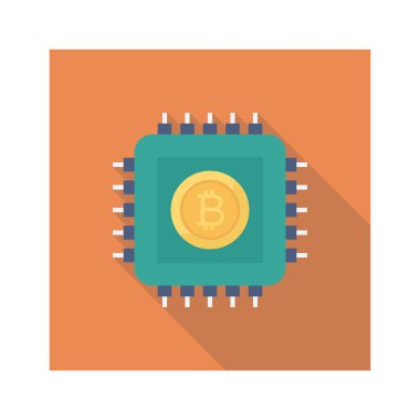 Bitcoin düz simgesi, vektör, illüstrasyon.  