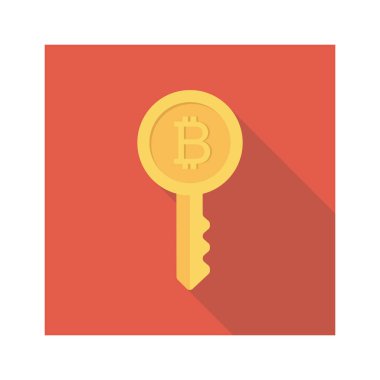 Bitcoin düz ikonu, vektör, illüstrasyon. bitcoin anahtarı