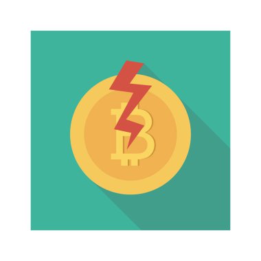 Bitcoin düz simgesi, vektör, illüstrasyon.  