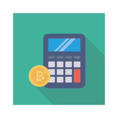 Bitcoin düz ikonu, vektör, illüstrasyon. hesap makinesi