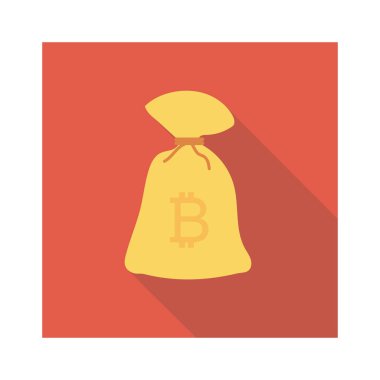 Bitcoin düz ikonu, vektör, illüstrasyon. çuval