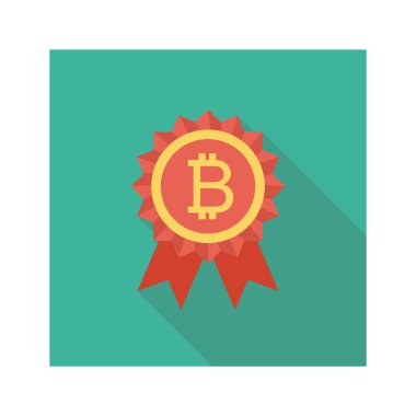 Bitcoin düz ikonu, vektör, illüstrasyon. ödül