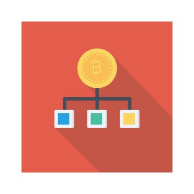 Bitcoin düz simgesi, vektör, illüstrasyon. 