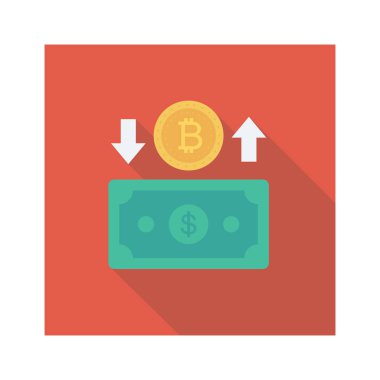 Bitcoin düz simgesi, vektör, illüstrasyon. 