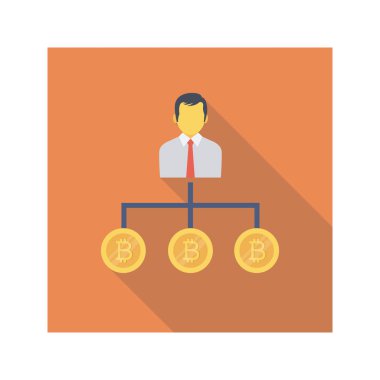 Bitcoin düz simgesi, vektör, illüstrasyon. 