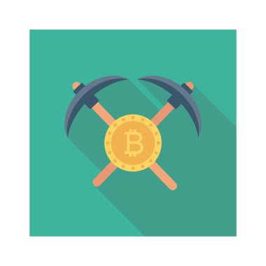 Bitcoin düz ikonu, vektör, illüstrasyon. Benim.