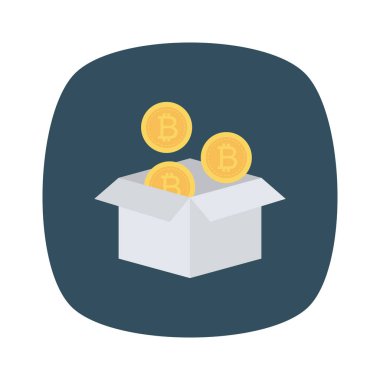 Bitcoin düz simgesi, vektör, illüstrasyon. bitcoins ile kutu