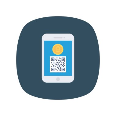 Bitcoin düz ikonu, vektör, illüstrasyon. akıllı telefon