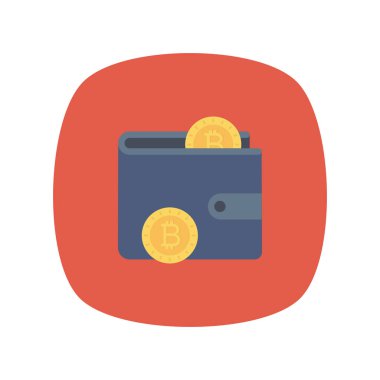 Bitcoin düz ikonu, vektör, illüstrasyon. cüzdan