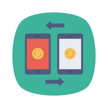 Bitcoin düz ikonu, vektör, illüstrasyon. akıllı telefonlar