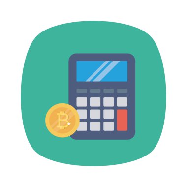 Bitcoin düz ikonu, vektör, illüstrasyon. hesap makinesi