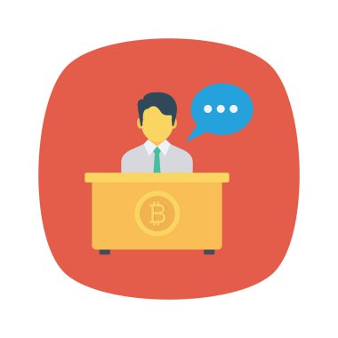 Bitcoin düz ikonu, vektör, illüstrasyon. İş adamı 