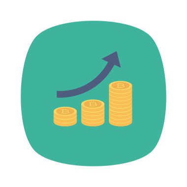 Bitcoin konsepti, düz ikon, vektör illüstrasyonu. büyüme