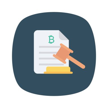 Bitcoin konsepti, düz ikon, vektör illüstrasyonu. hukuk