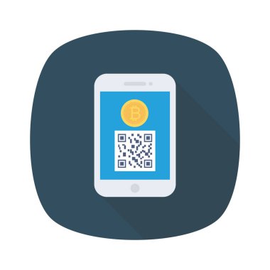 Bitcoin konsepti, düz ikon, vektör illüstrasyonu. akıllı telefon