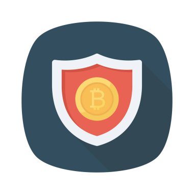 Bitcoin konsepti, düz ikon, vektör illüstrasyonu. kalkan