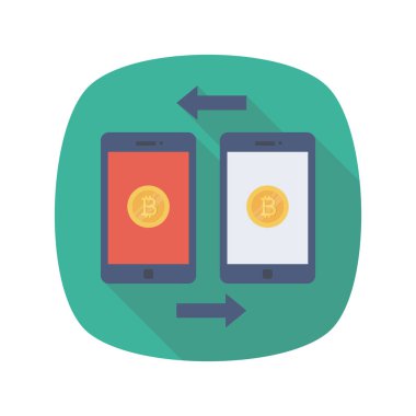 Bitcoin konsepti, düz ikon, vektör illüstrasyonu. akıllı telefonlar