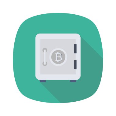 Bitcoin konsepti, düz ikon, vektör illüstrasyonu. Güvenli bir yer