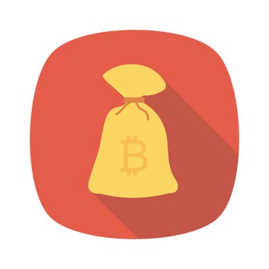 Bitcoin konsepti, düz ikon, vektör illüstrasyonu. Bitcoin çuvalları