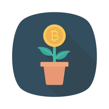 Bitcoin konsepti, düz ikon, vektör illüstrasyonu. Bitcoin fabrikası