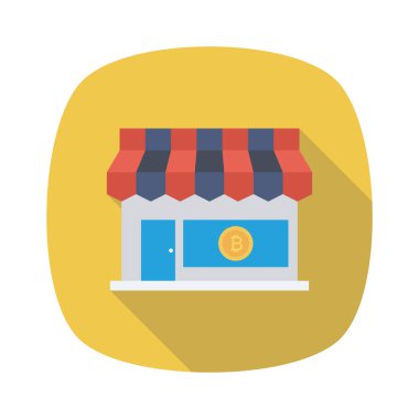 Bitcoin düz simgesi, vektör illüstrasyonu. Dükkan