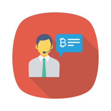 Bitcoin konsepti, düz ikon, vektör illüstrasyonu. İş adamı 