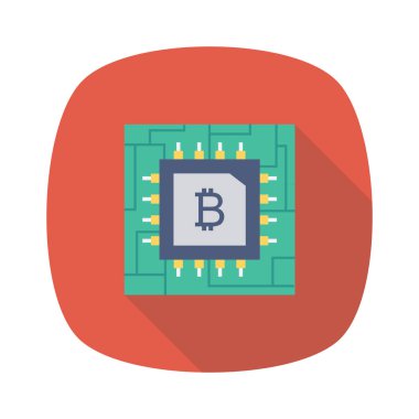 Bitcoin konsepti, düz simge, vektör illüstrasyonu. 