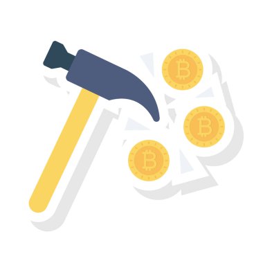 Bitcoin düz ikonu, vektör, illüstrasyon. Benim.