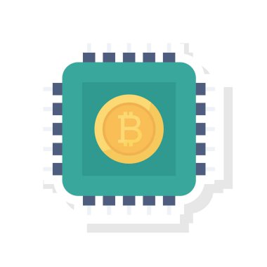 Bitcoin düz simgesi, vektör, illüstrasyon. 