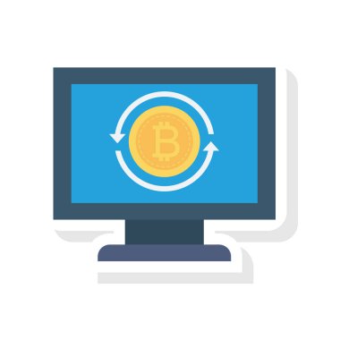Bitcoin düz ikonu, vektör, illüstrasyon. bilgisayar