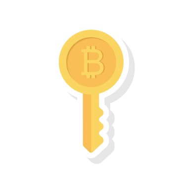 Bitcoin düz simgesi, vektör, illüstrasyon. anahtar