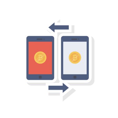 Bitcoin düz simgesi, vektör, illüstrasyon. 