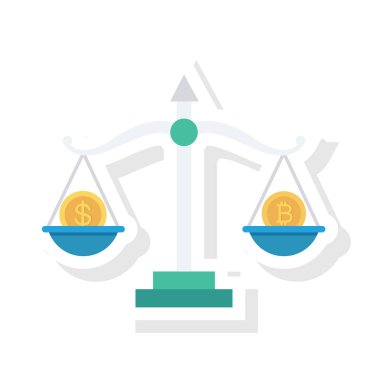 Bitcoin düz simgesi, vektör, illüstrasyon. Ölçekler