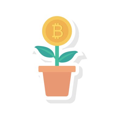 Bitcoin düz ikonu, vektör, illüstrasyon. Bitcoin bitkisi 