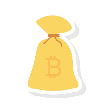 Bitcoin düz simgesi, vektör, illüstrasyon. Bitcoin çuvalı