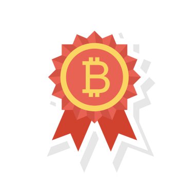 Bitcoin düz simgesi, vektör, illüstrasyon. Bitcoin ödülü