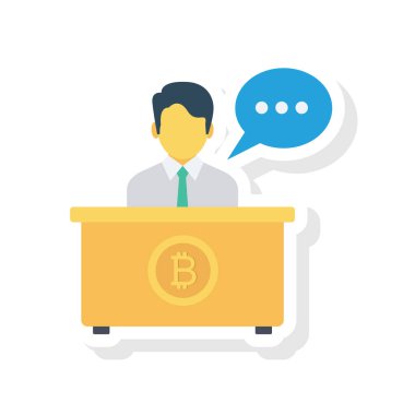 Bitcoin düz ikonu, vektör, illüstrasyon. İş adamı 