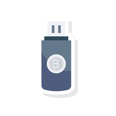 Bitcoin düz simgesi, vektör illüstrasyonu. usb
