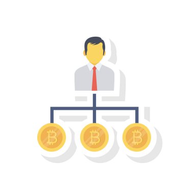 Bitcoin düz simgesi, vektör illüstrasyonu. 