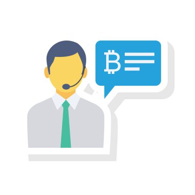 Bitcoin  flat icon, vector illustration. businessman 