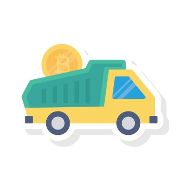 Bitcoin düz simgesi, vektör illüstrasyonu. kamyon