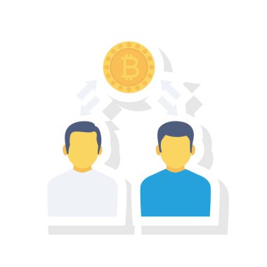 Bitcoin  flat icon, vector illustration.  businessmen 