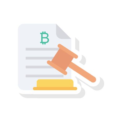 Bitcoin düz simgesi, vektör illüstrasyonu. hukuk