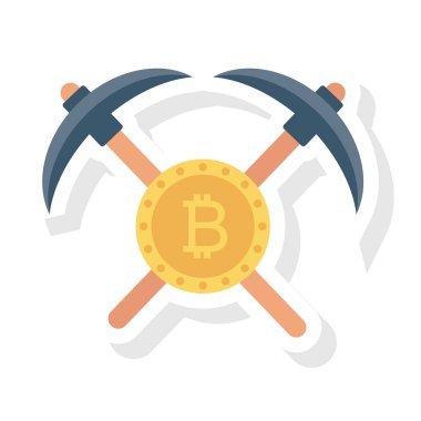 Bitcoin düz simgesi. Vektör çizimi. Benim.