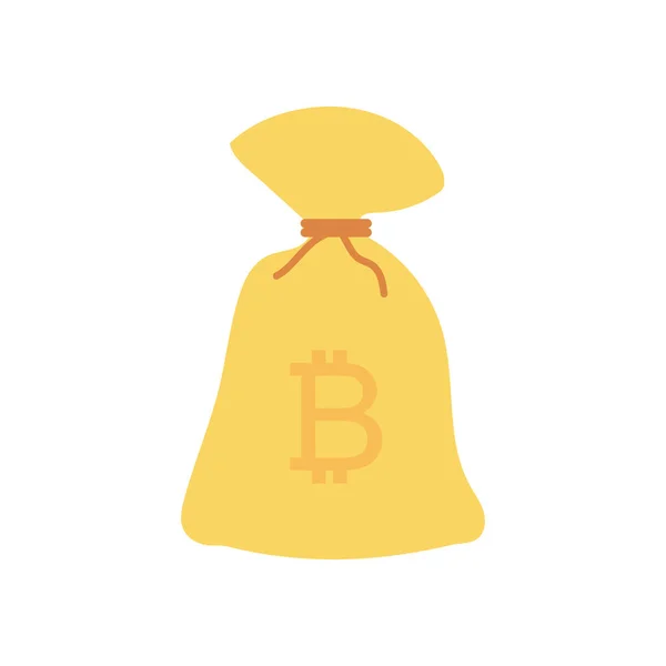 Concept Bitcoin Icône Plate Illustration Vectorielle Bitcoin Sac — Image vectorielle