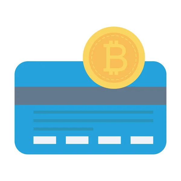 Koncepcja Bitcoina Płaska Ikona Ilustracja Wektora Karta Kredytowa — Wektor stockowy
