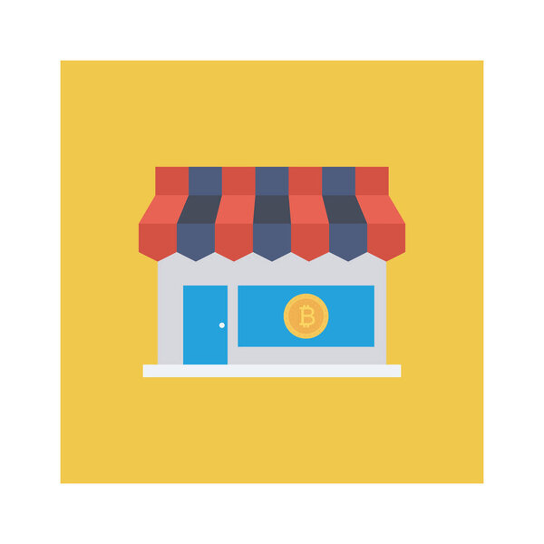 Плоская иконка, вектор, иллюстрация bitcoin. магазин
