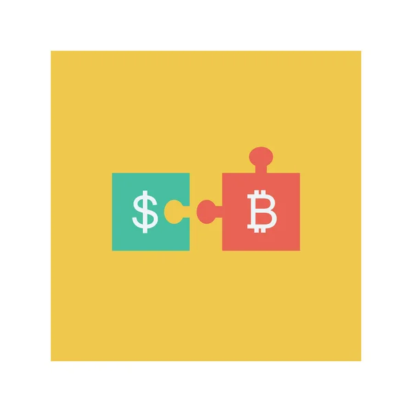 Bitcoin Płaska Ikona Wektor Ilustracja Puzzle Bitcoin Dolar — Wektor stockowy